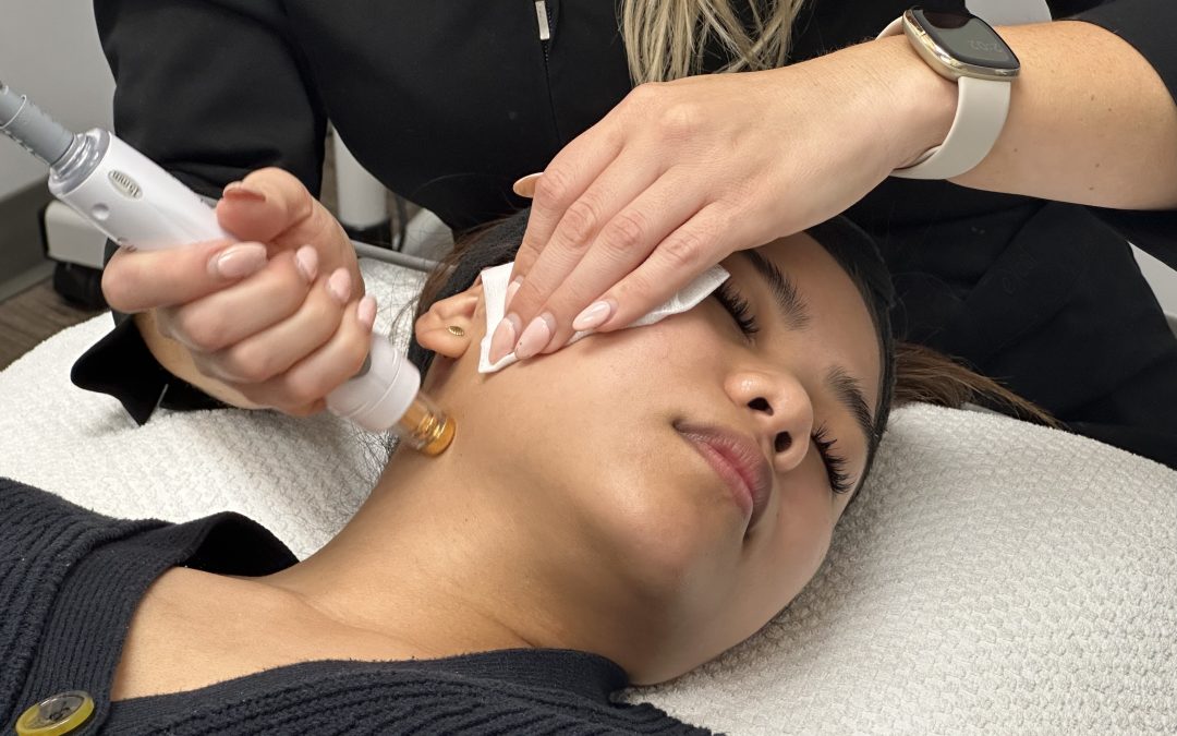 client getting a tempsure skin tightening neck treatment