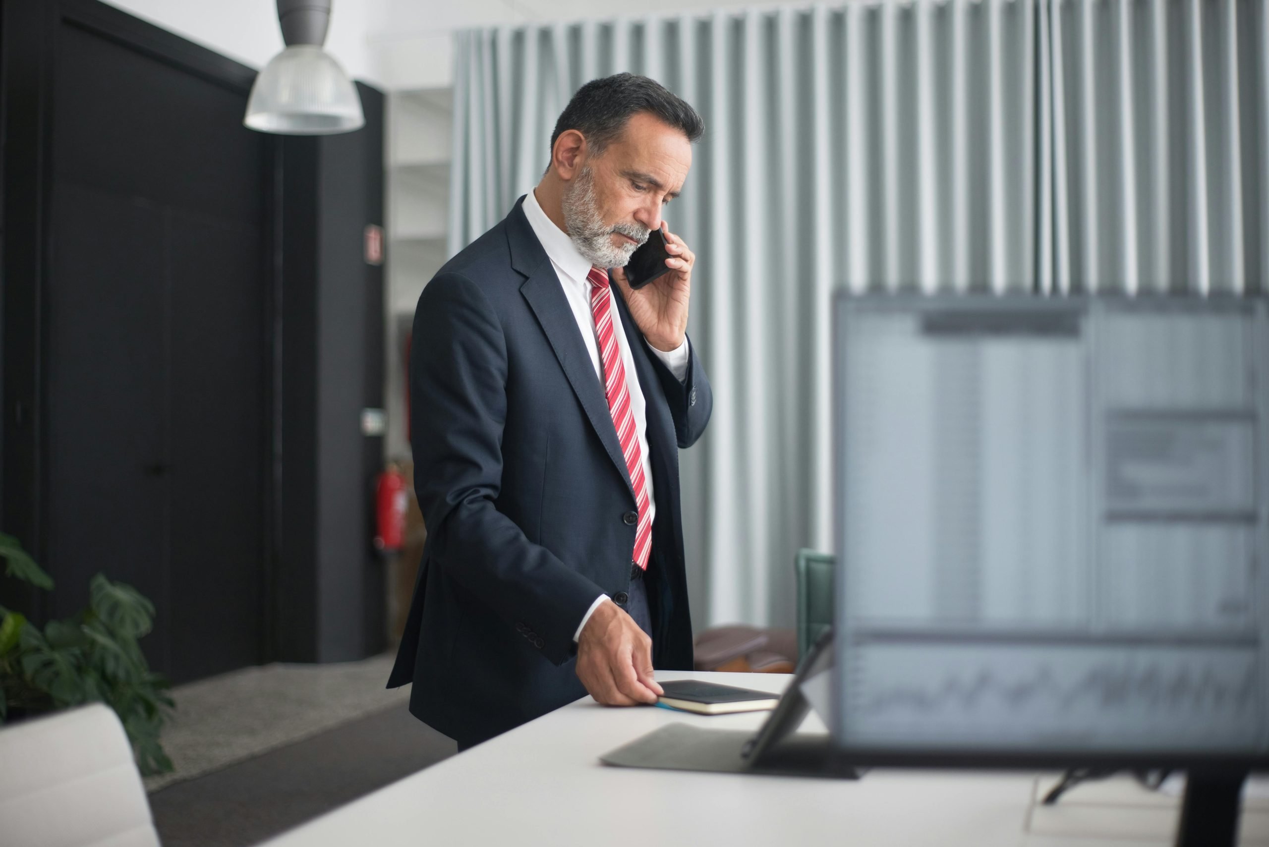 man in the office with confident well groomed hands